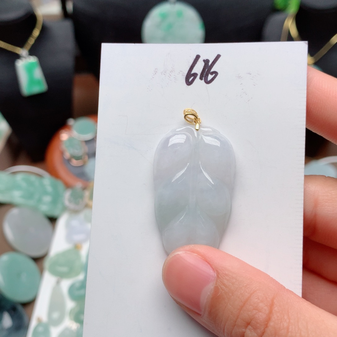 翡翠颈饰银S925镀金镶嵌吊坠