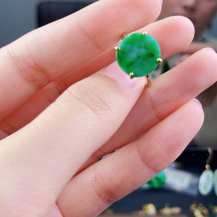 翡翠戒指银S925镶嵌饰品