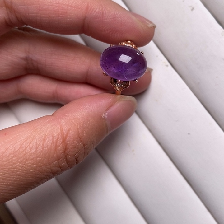 水晶戒指银S925镶嵌戒指