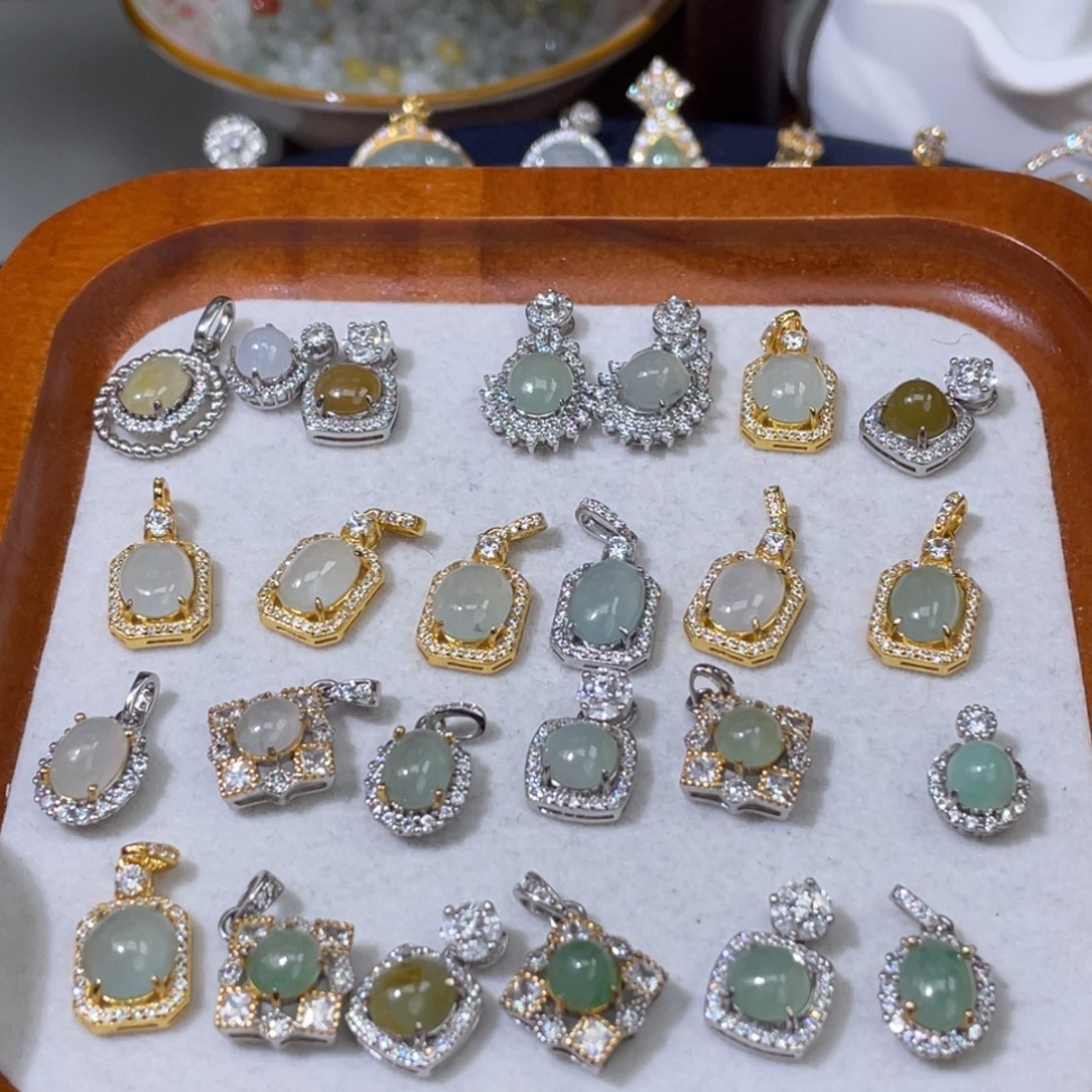 颈饰银S925镶嵌翡翠38一个任挑