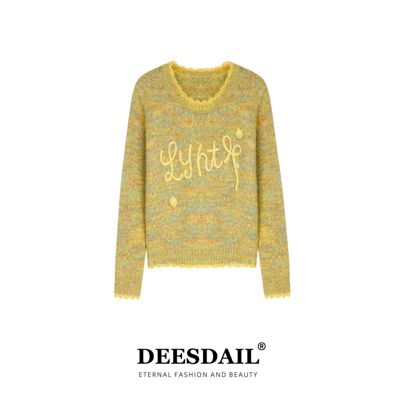 【338】DEESDAIL秋冬长袖刺绣毛衣百搭显瘦知性针织衫女A260