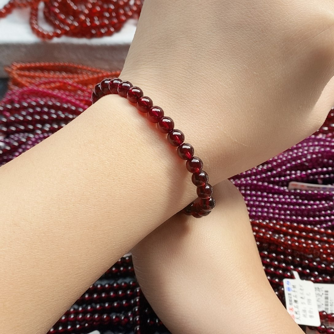 石榴石手链未镶嵌6.3mm单圈精品