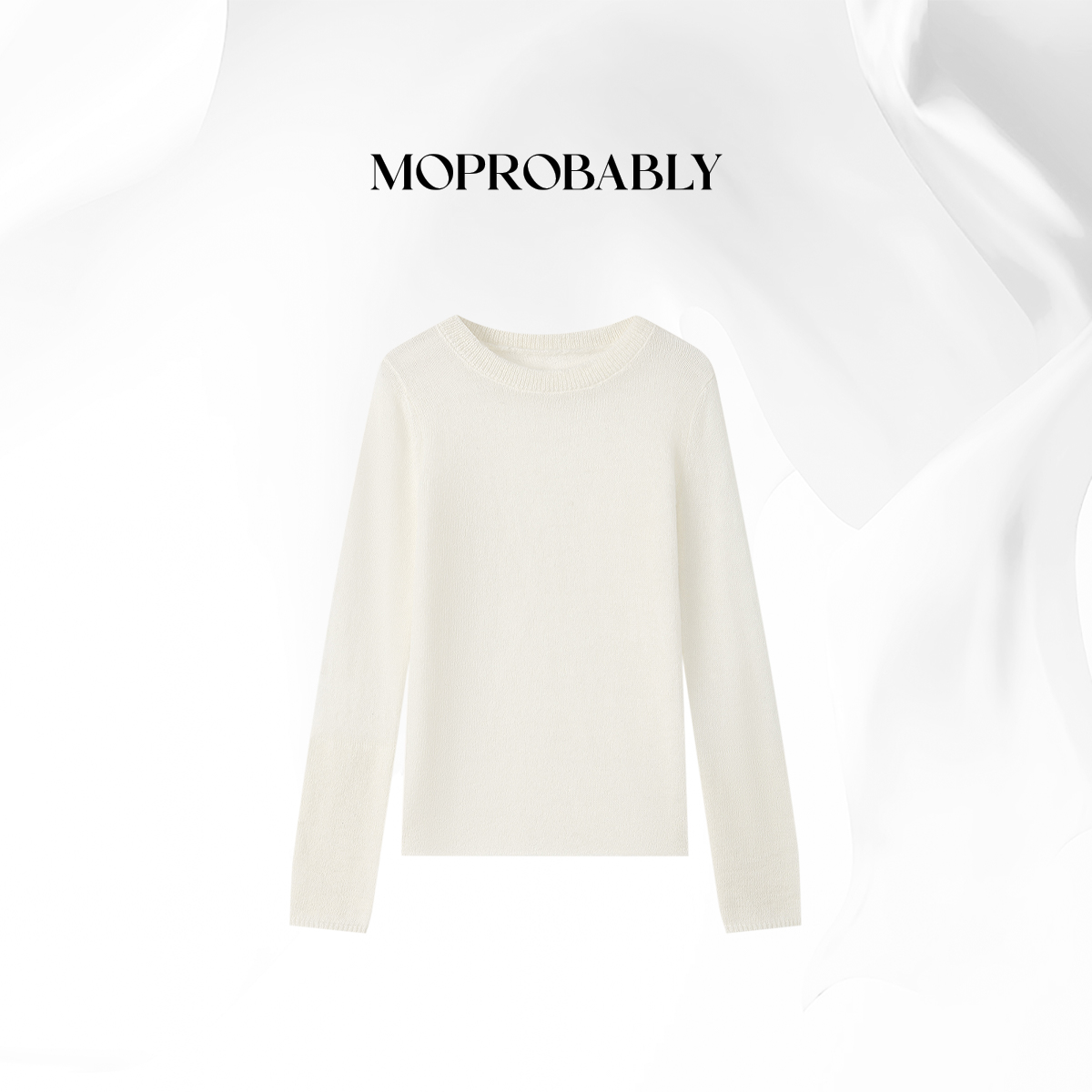 Moprobably贝贝「云海衫」慵懒透视圆领套头针织衫L4376364