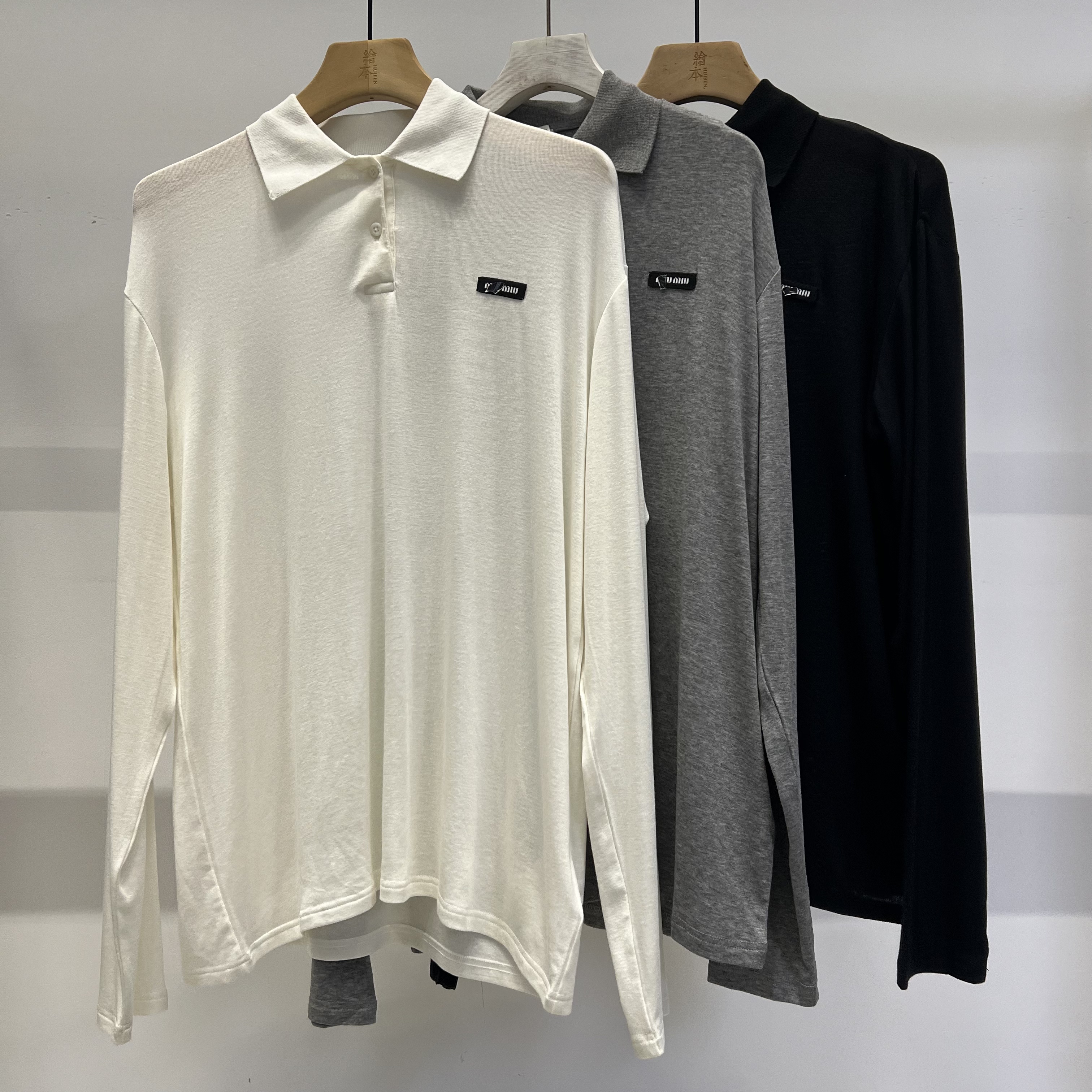LL 四季轻薄大版Polo领长袖T恤皮肤衣oversize风格 26347T