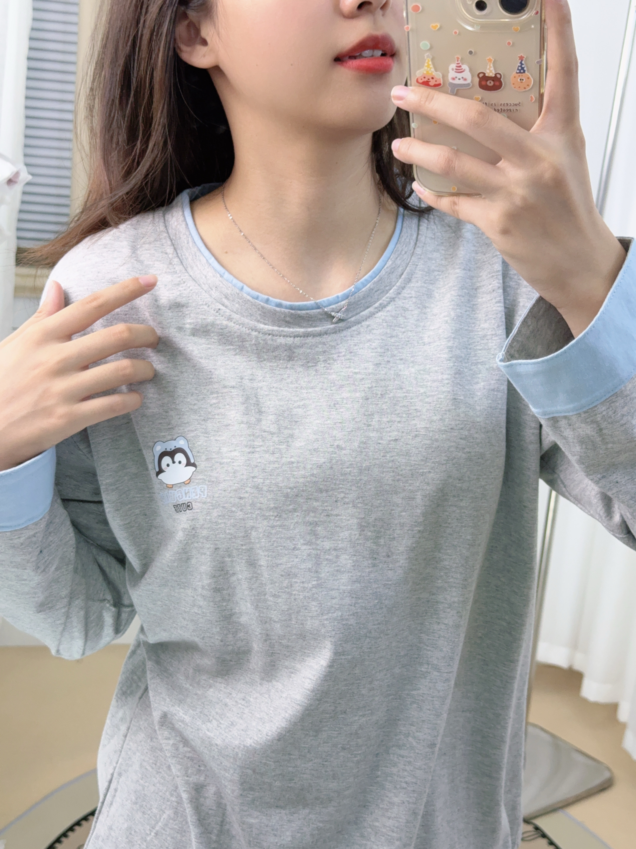 【雾霭灰】家迎睡衣秋冬双面纯棉套头新款睡衣家居服长裤女士春秋