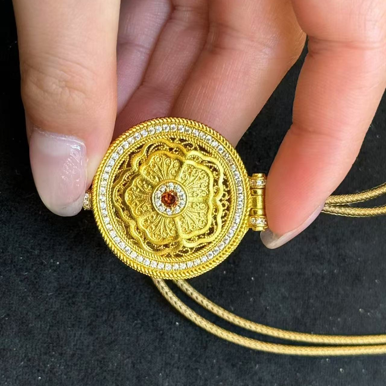 铜合金项链 铜镀K金龙宝宝白色金色手工可打开罗盘项链颈链