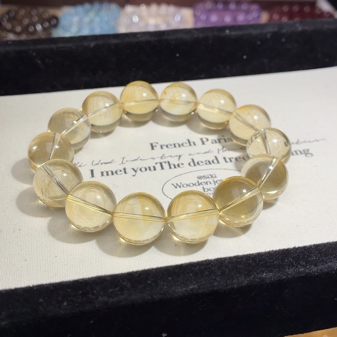 黑***辉水晶手串未镶嵌天然水晶17.6-19