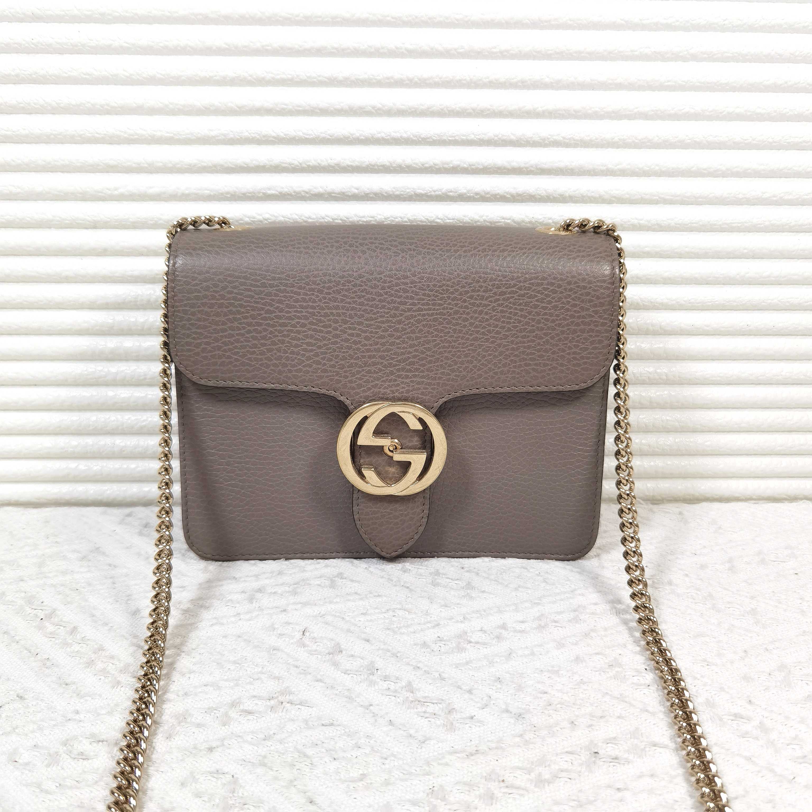 95新 GUCCI/古驰 Gucci古驰 Interlocking G 风琴包链条包斜挎包