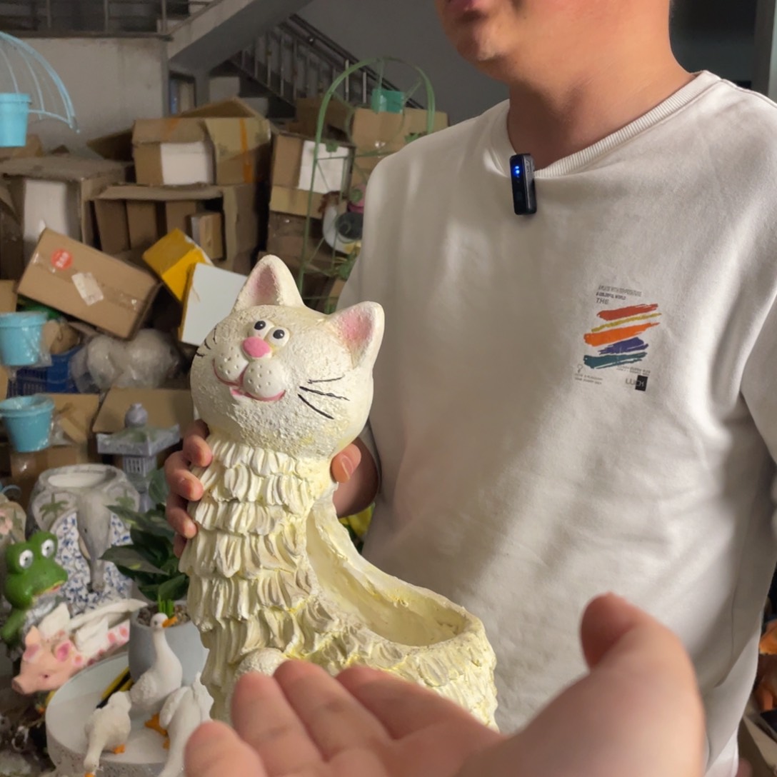 【闪购商品】陶瓷摆件奶油风猫咪花盆摆件