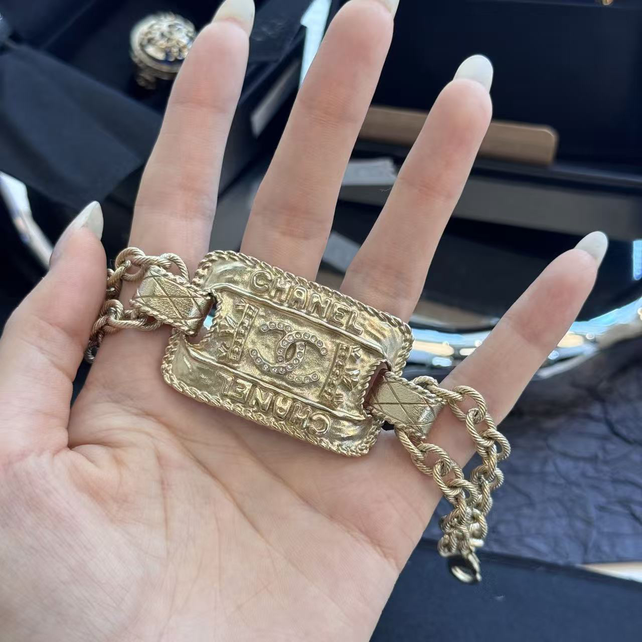 95新 Chanel/香奈儿 香奈儿浅金色秀场款手链