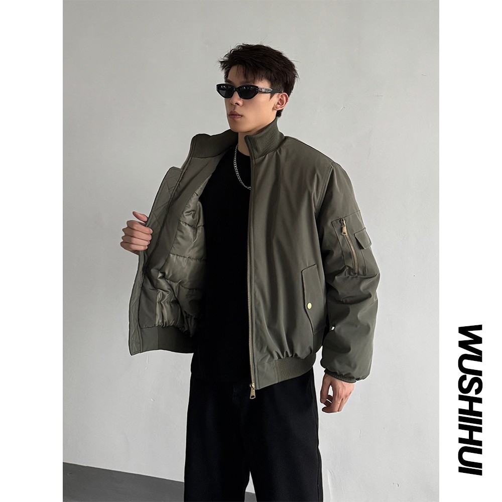 冬季潮流三防棉服男高领飞行服棉衣加厚美式复古休闲棒球服外套