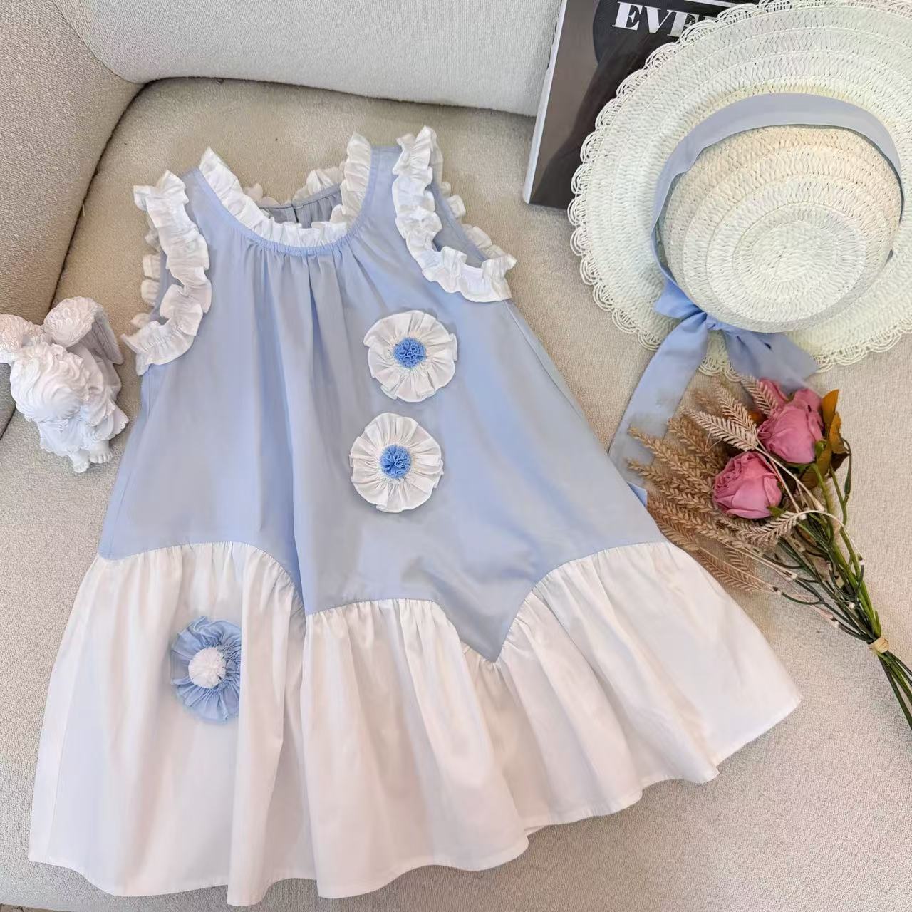 女孩短袖镂空裙子女儿童刺绣连衣裙大童装洋气公主裙2025夏装新款