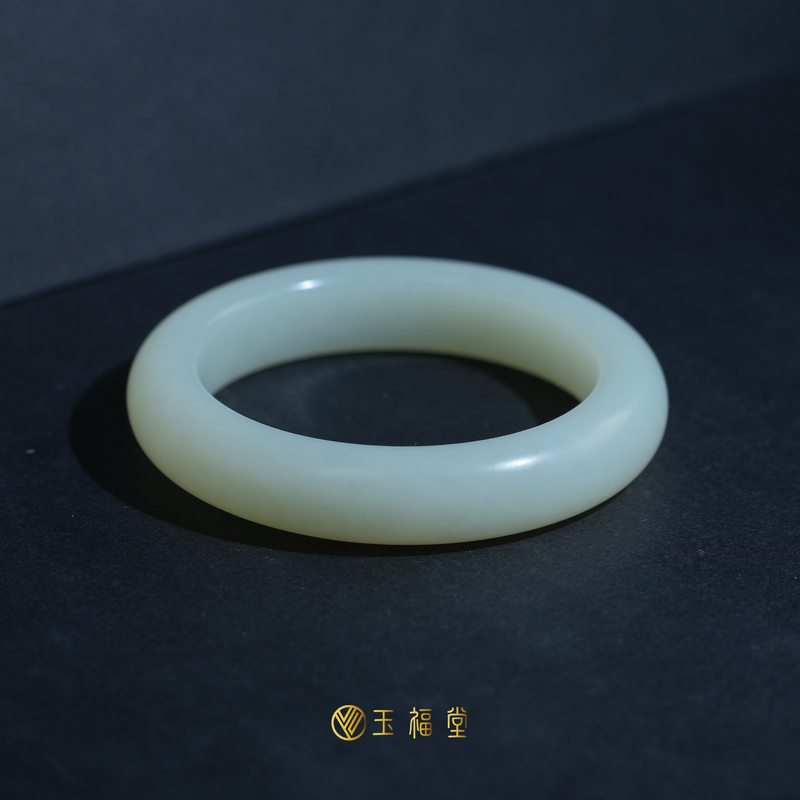【微棉特价】玉福堂 | 新疆和田玉且末料高青白大圈玉镯手镯60mm