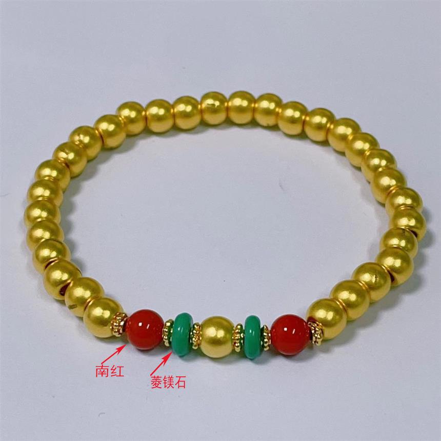 福满圆珠宝 足金999投资金 无氰磨砂光珠手串 卡6