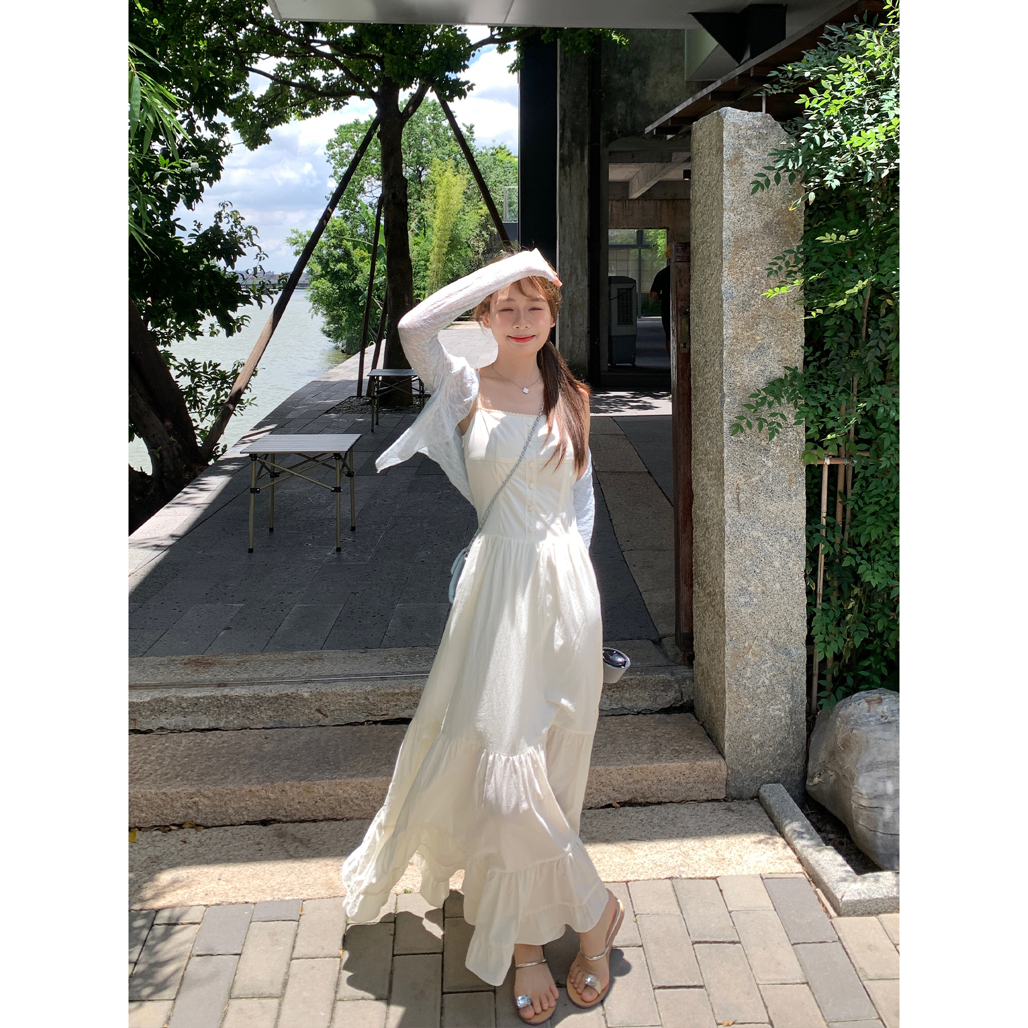 切糕自制【神明少女】小个子夏季女纯欲气质通勤显瘦长裙吊带连衣裙
