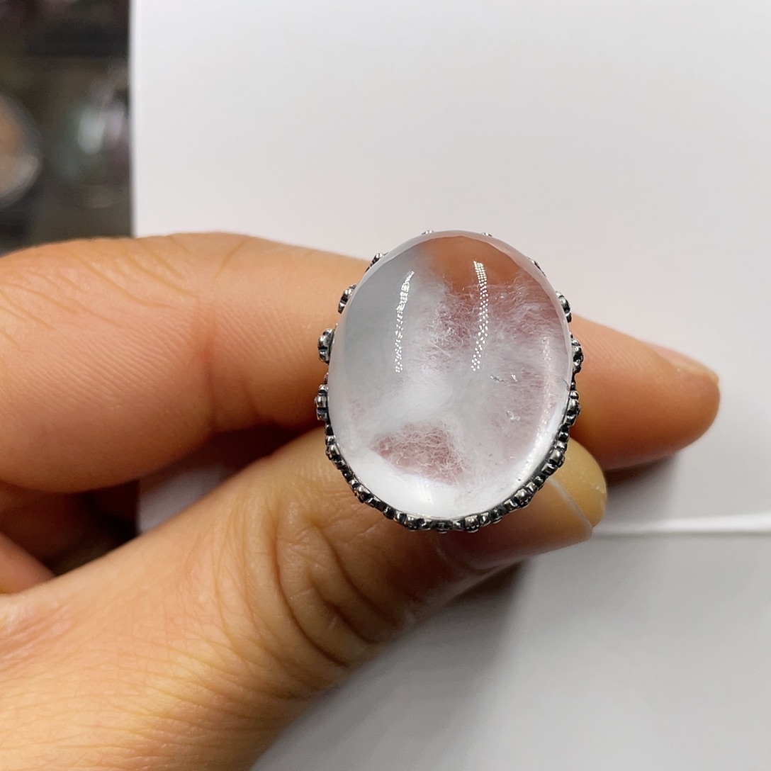 【闪购商品】水晶珠宝半成品银S925镶嵌我*我戒指