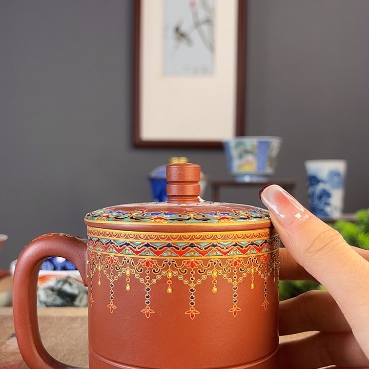 摆件景德柴烧茶杯多人