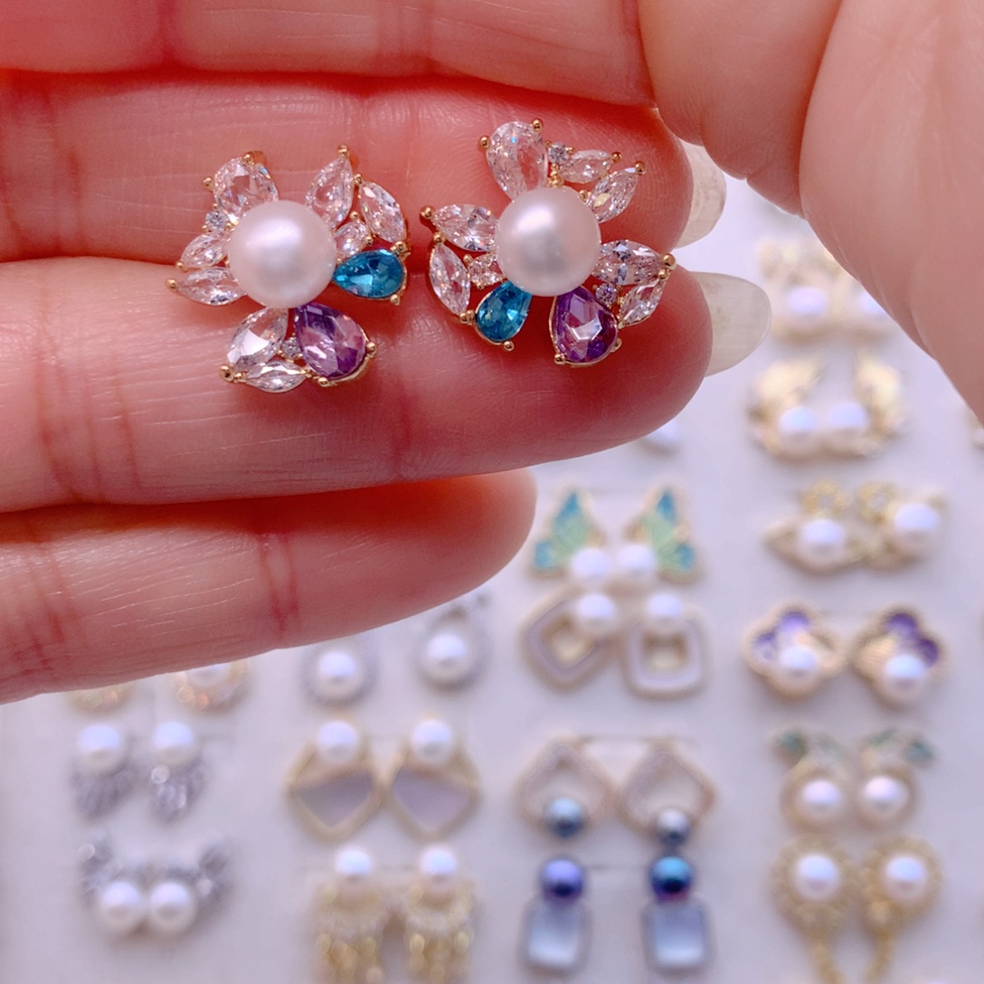 淡水珍珠耳饰合金