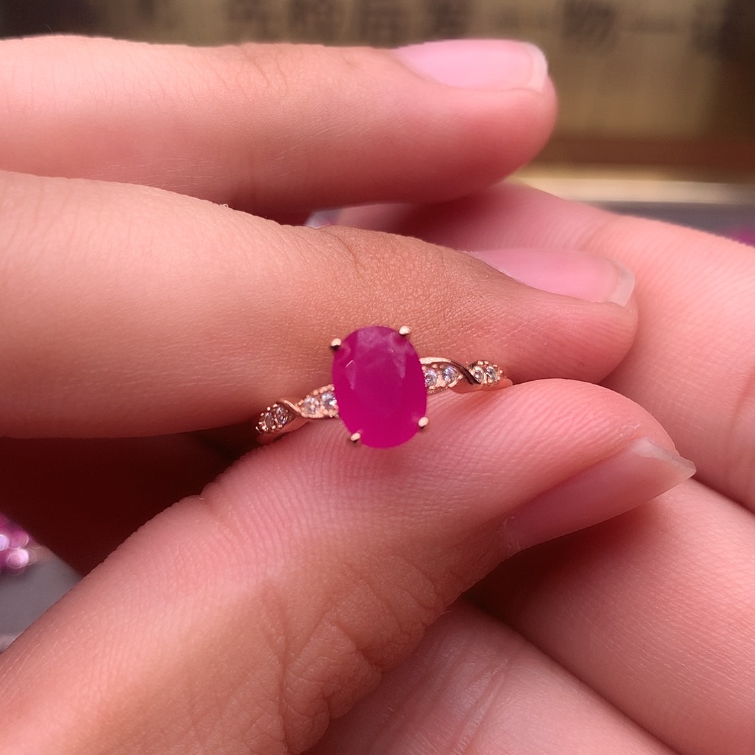 红宝石戒指银S925镶嵌