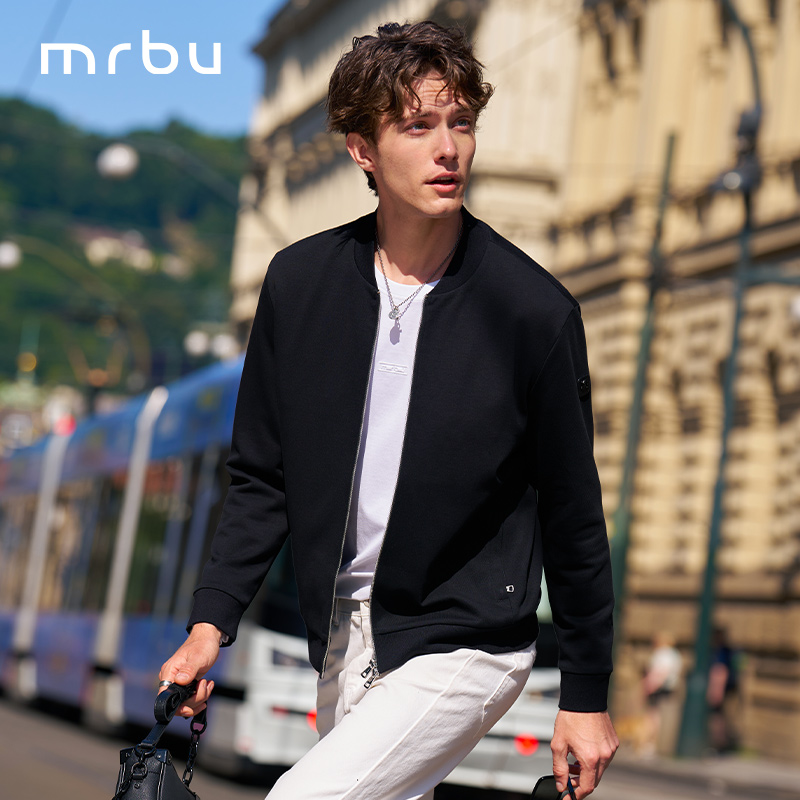 Mr.Bu布先生棒球领长袖夹克两侧插袋秋冬双头拉链男士上衣KT16662