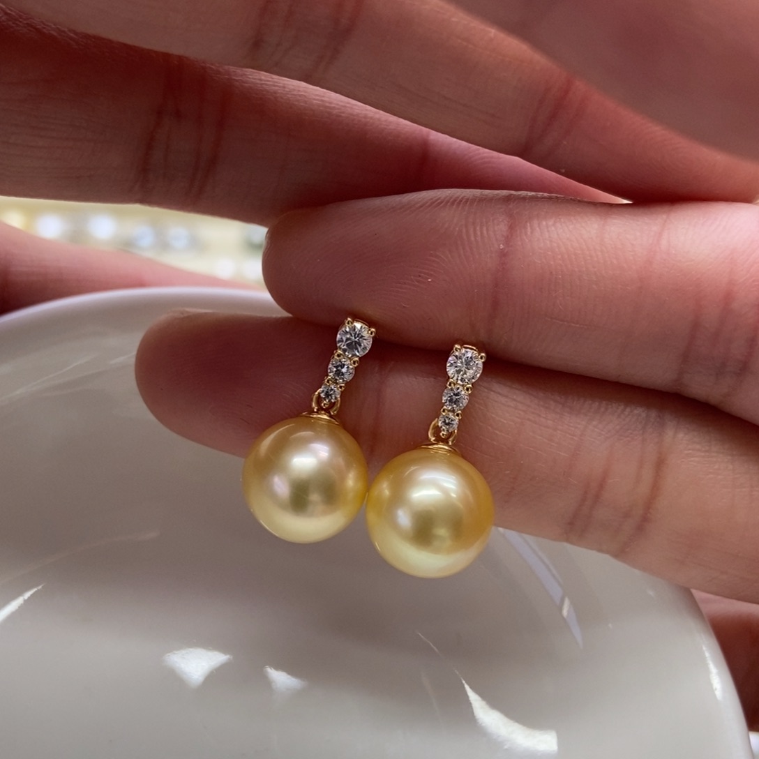 海水珍珠耳饰银S925镶嵌