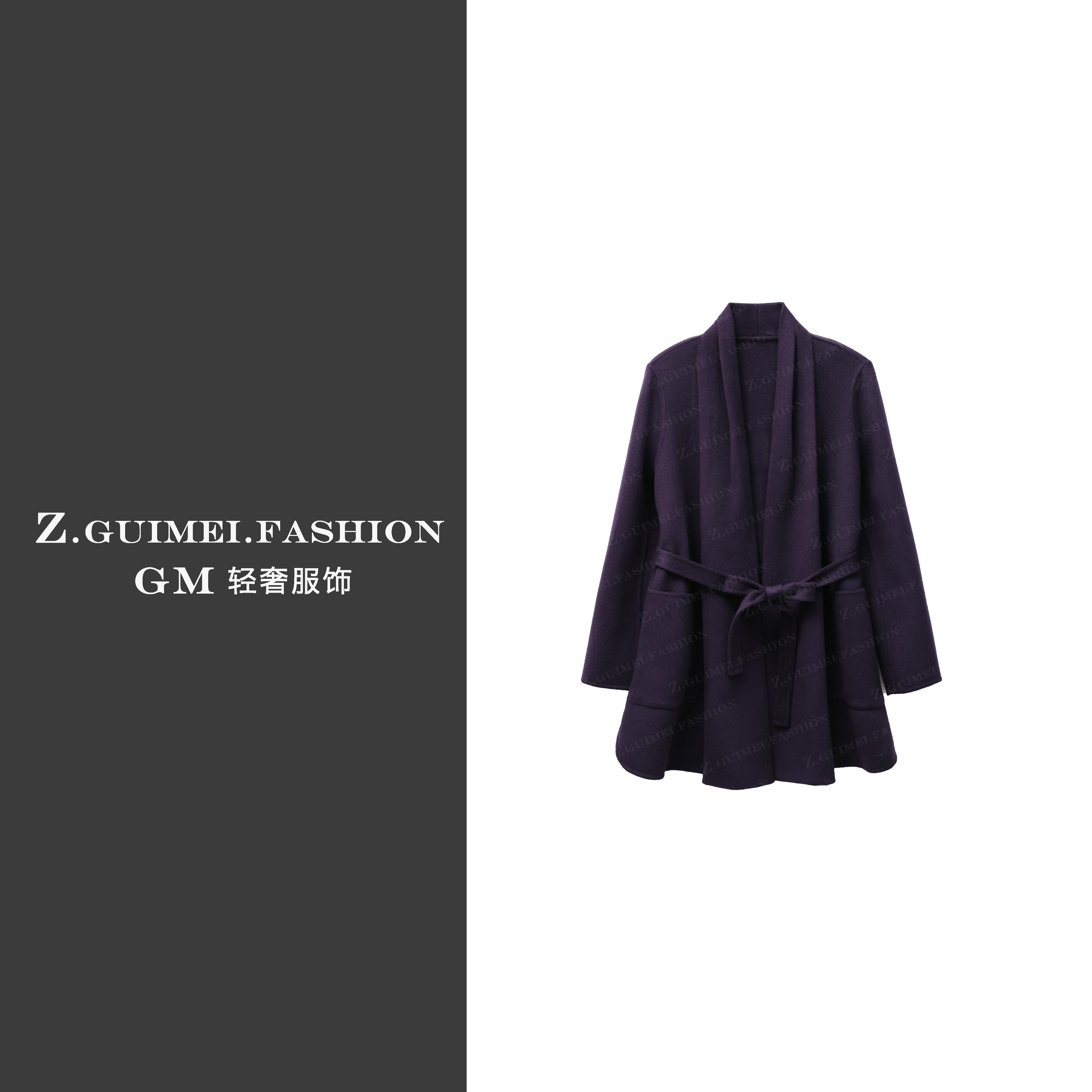 【肆姐高定】极简中长款腰带大口袋外套X3373