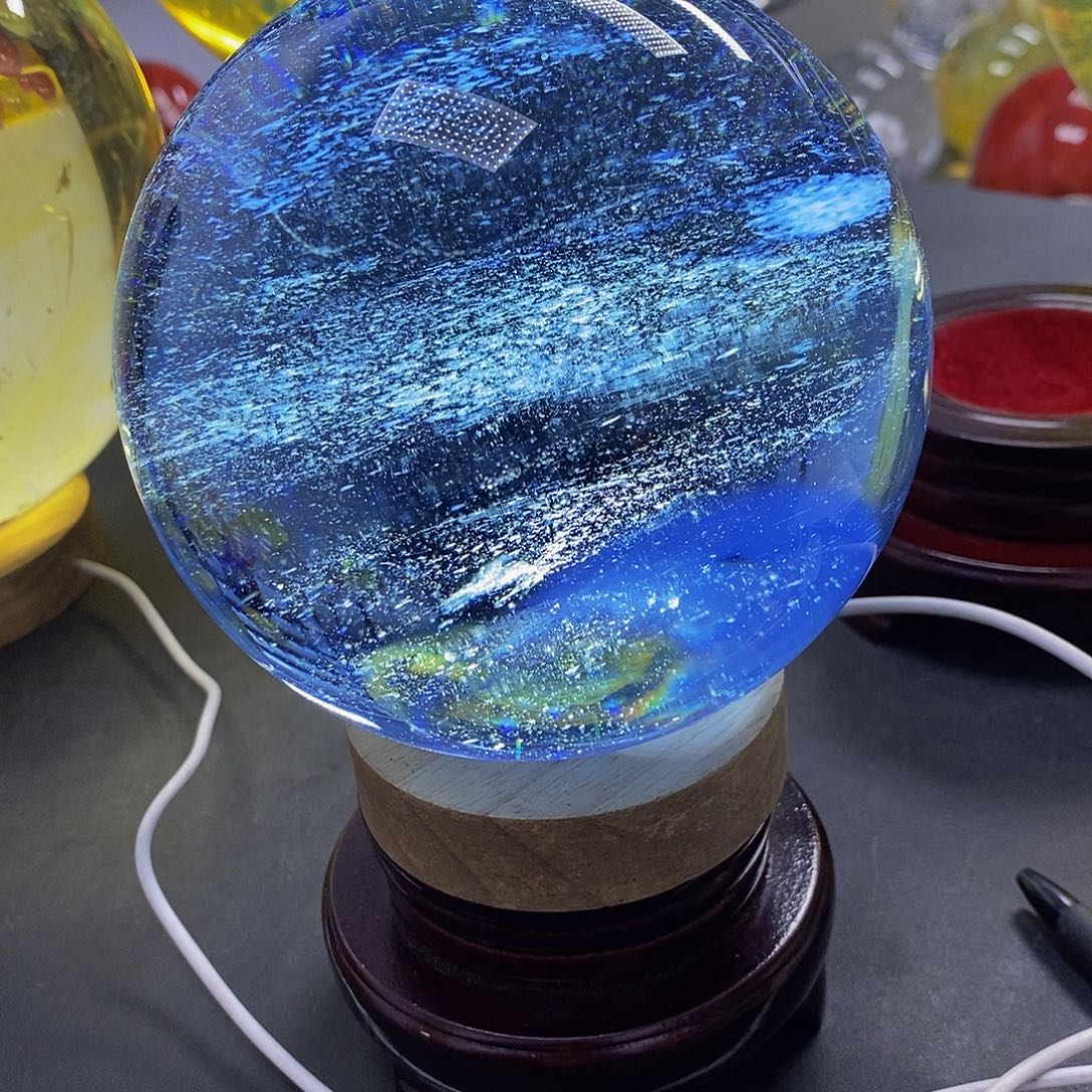 深***雪石材12.3厘米蓝水摆件