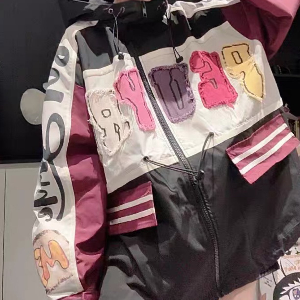 2025秋季新款宽松大版重工刺绣宽松棒球服外套MX38179
