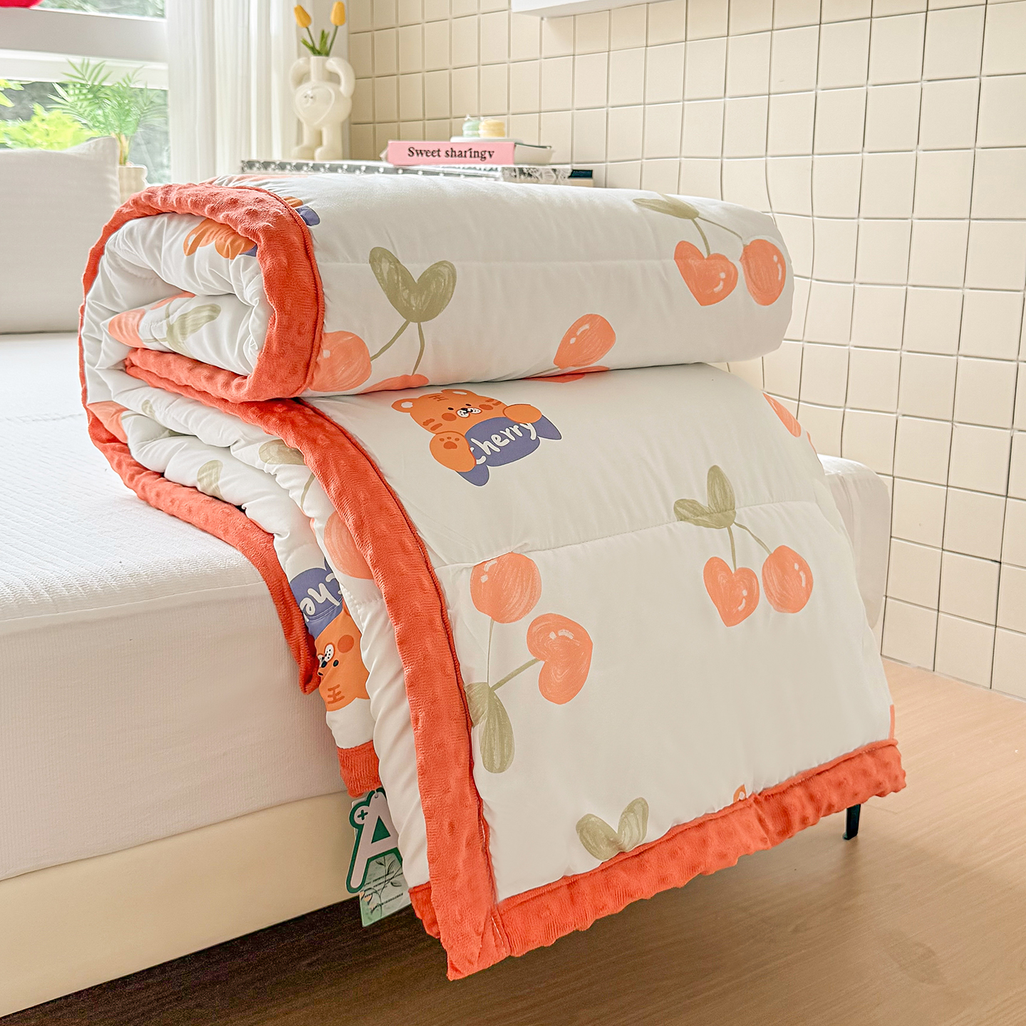 2025新款轻奢印花樱桃萌虎CQ绒被L