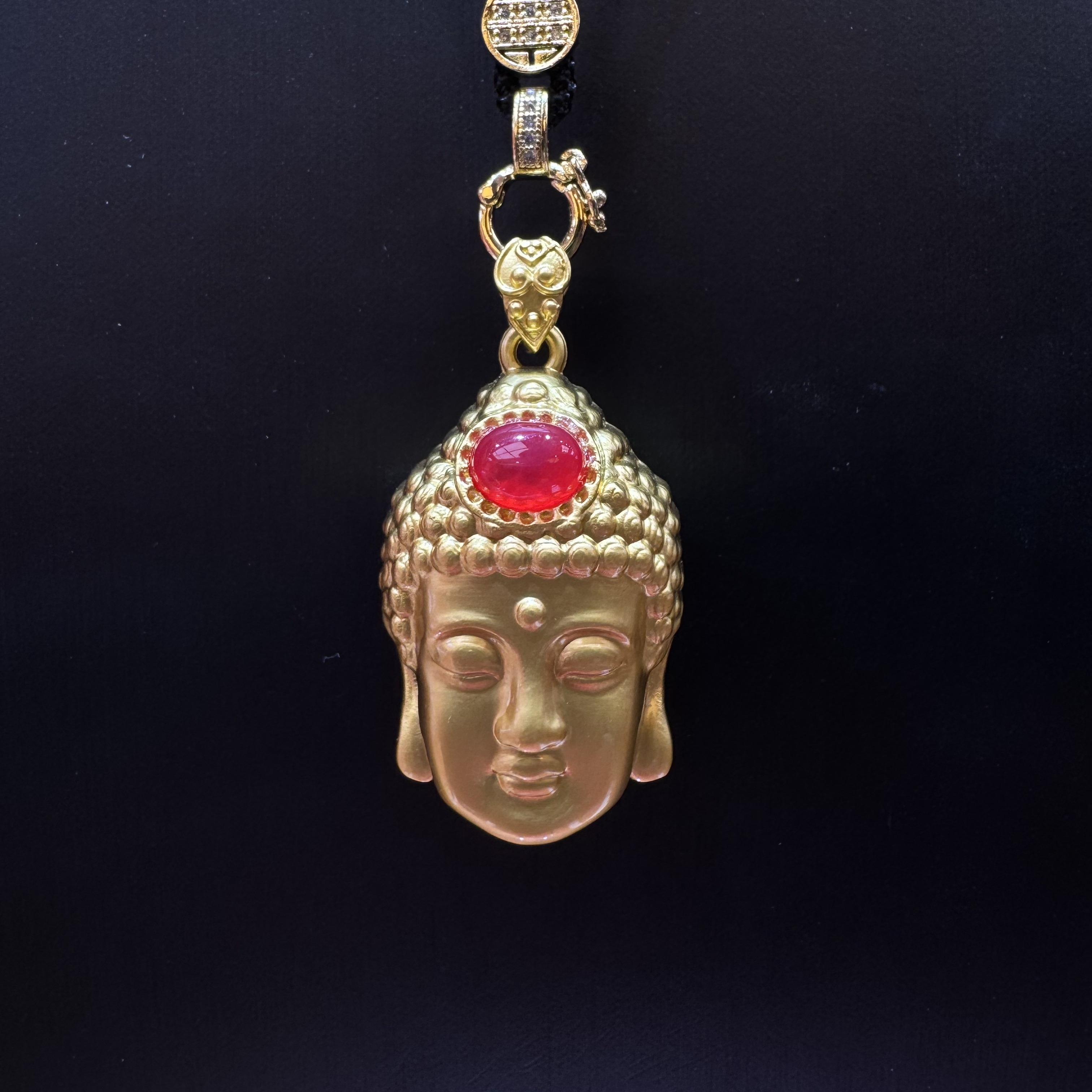 【唐糖甄选】平安如来佛头玉髓合金镶嵌吊坠赠黑绳【YPN356】