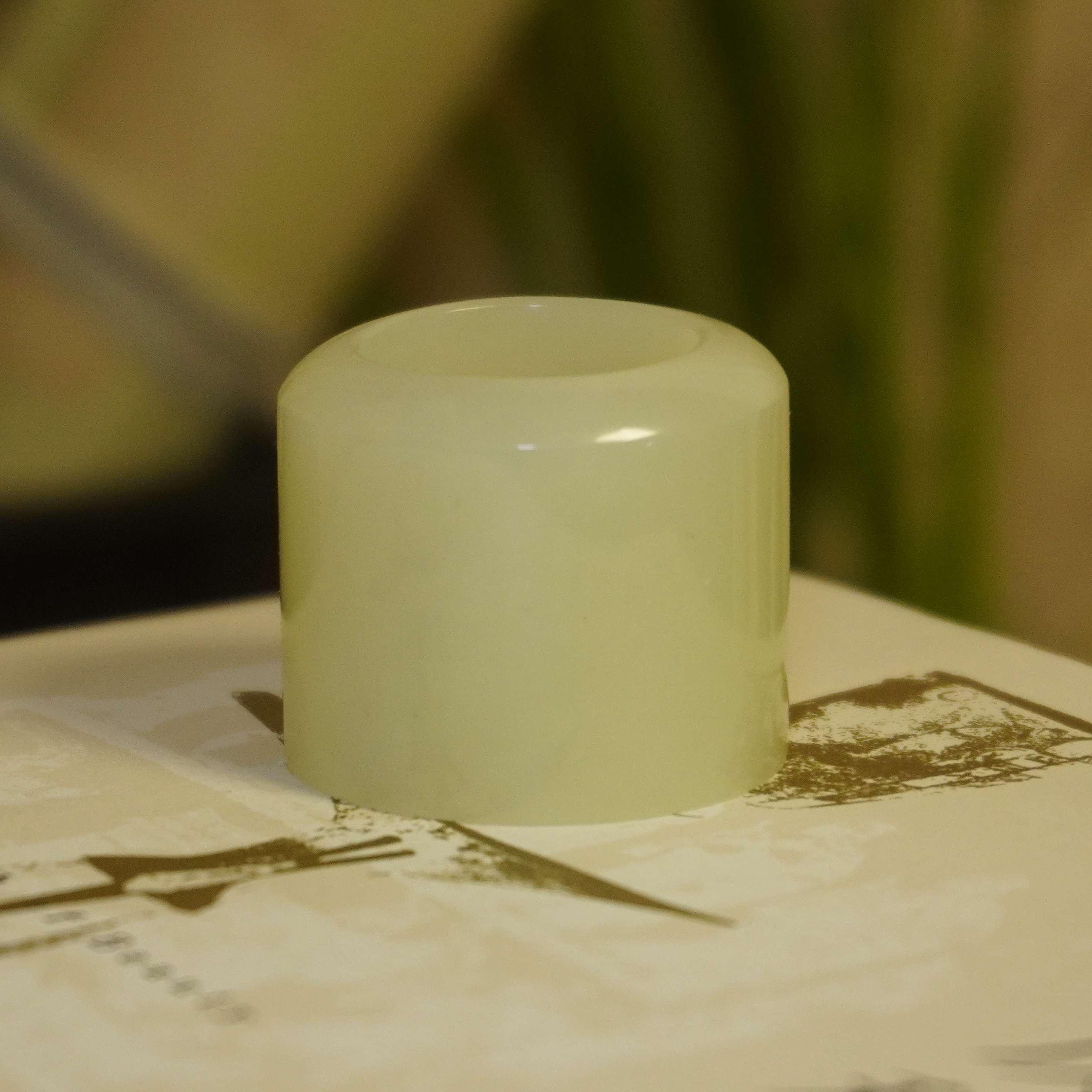 清晚期和田玉扳指/HY052143/金玉良缘/槐荫山房