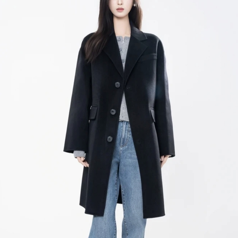 AMASS/阿玛施新款女装绵羊毛经典轻奢风中长款双面呢外套女540058