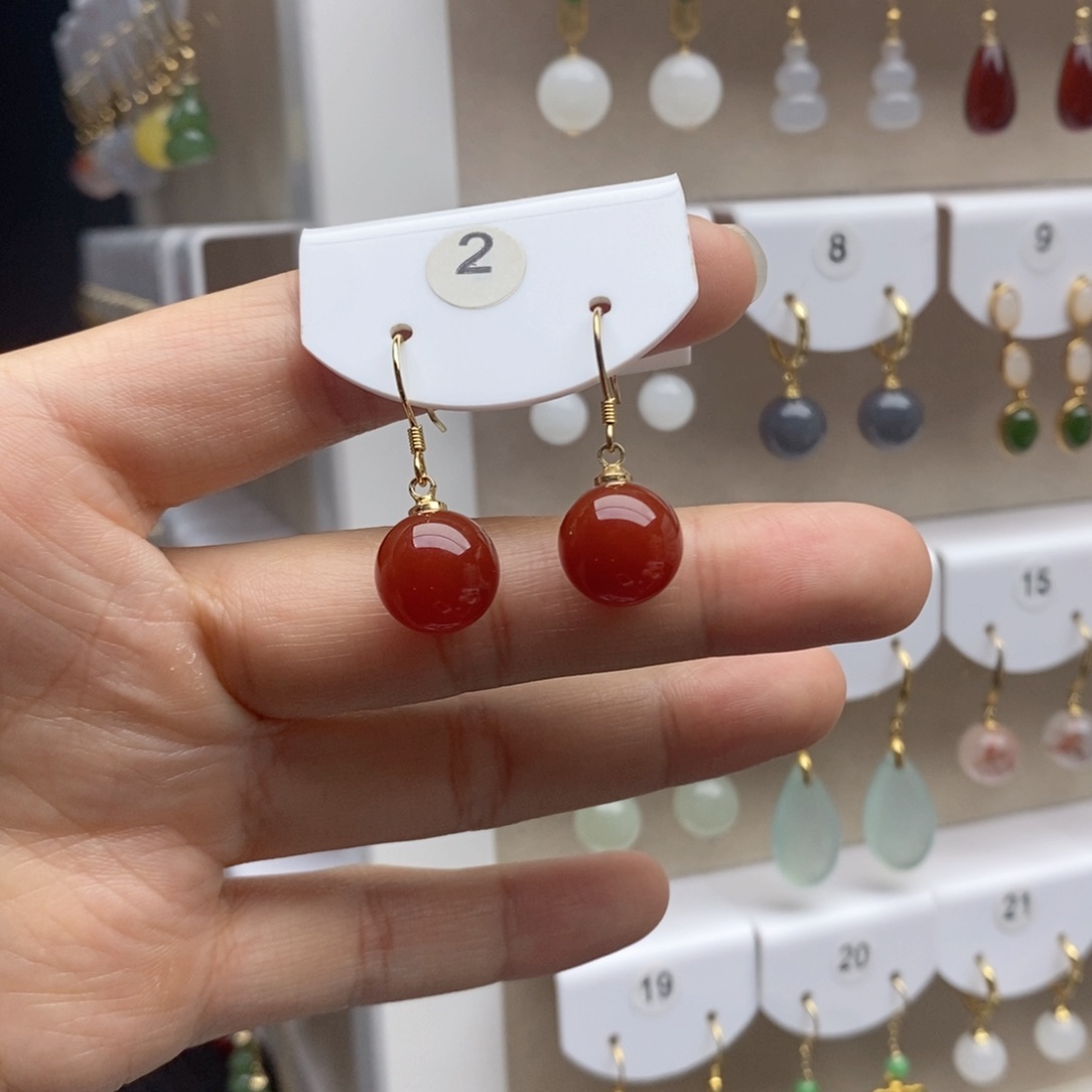 银S925镶嵌耳饰玛瑙/玉髓