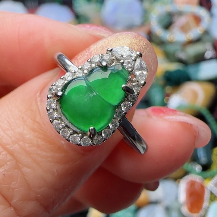 翡翠戒指未镶嵌天然A货100