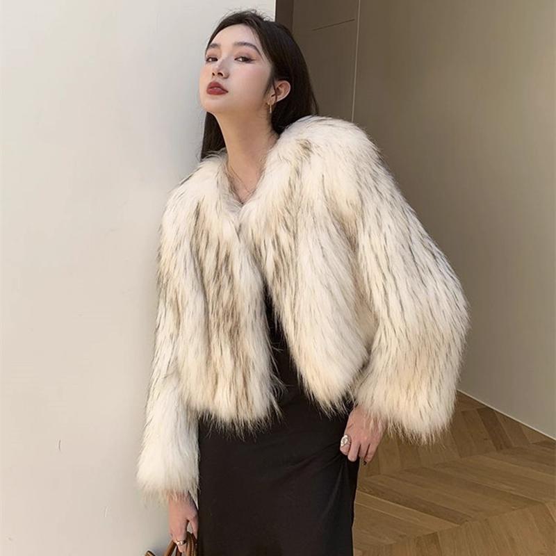2025秋冬新款毛毛外套女士短款休闲长袖时尚名媛毛绒上衣年轻款