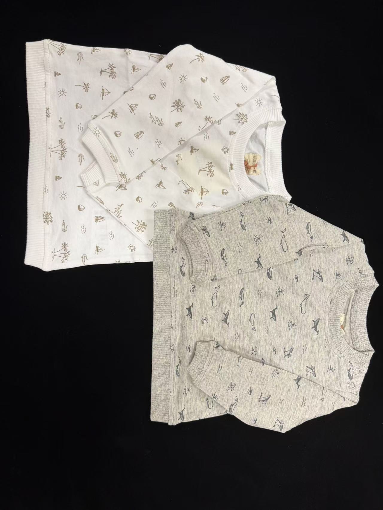 英单伦敦小狗双色长袖T恤（海洋元素）