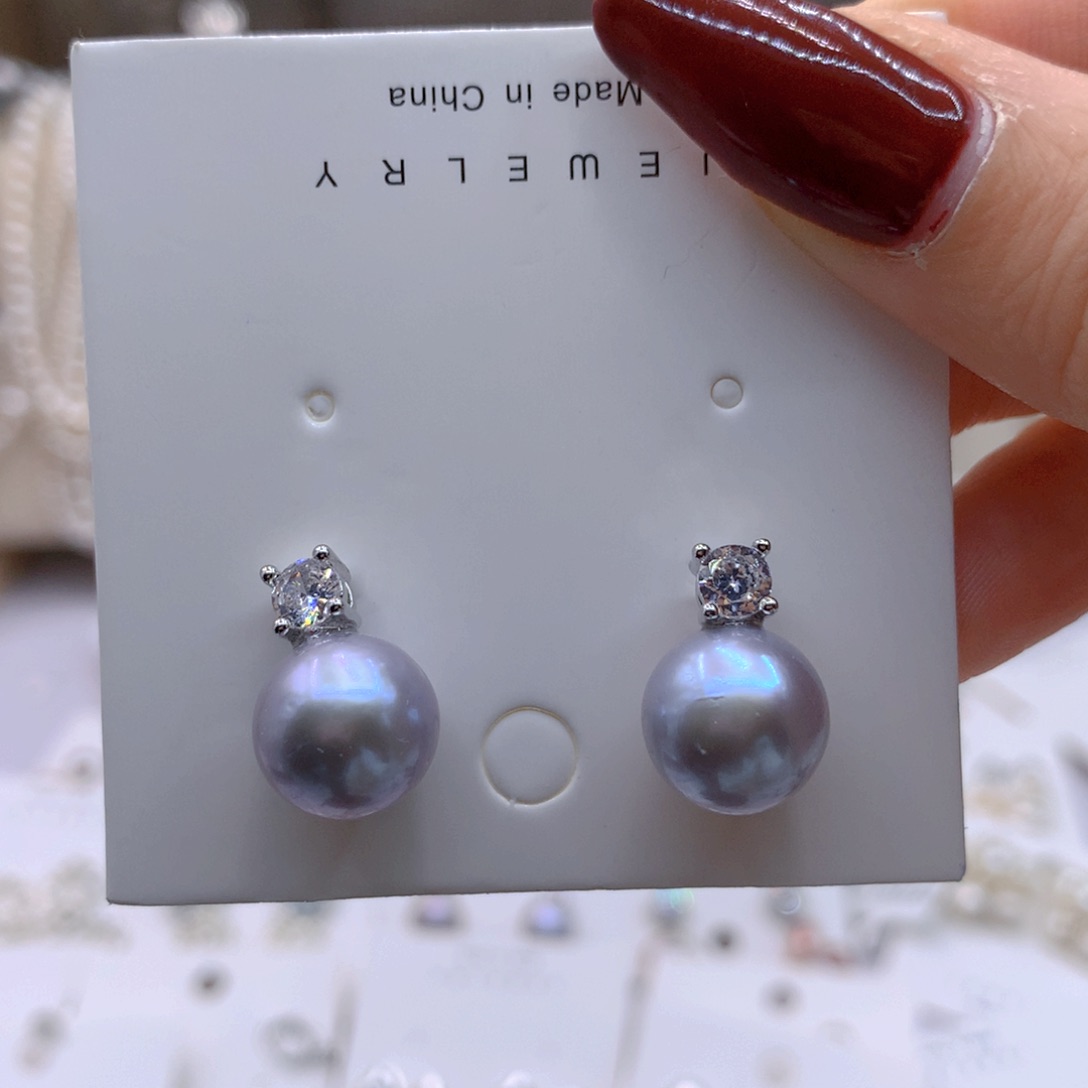 淡水珍珠耳饰银S925镶嵌C****?