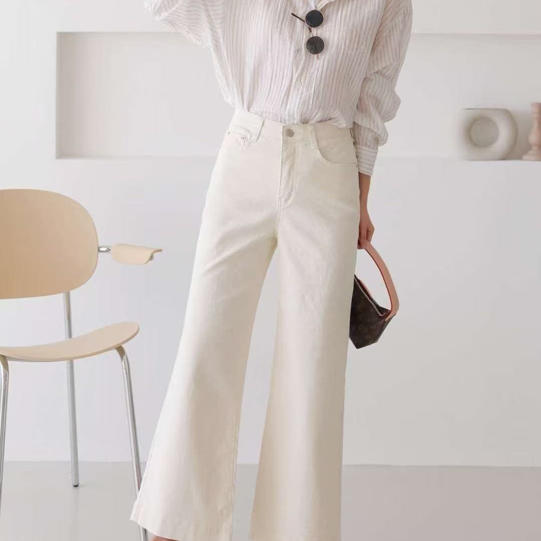 韩国时尚减龄舒服气质牛仔高腰白色
