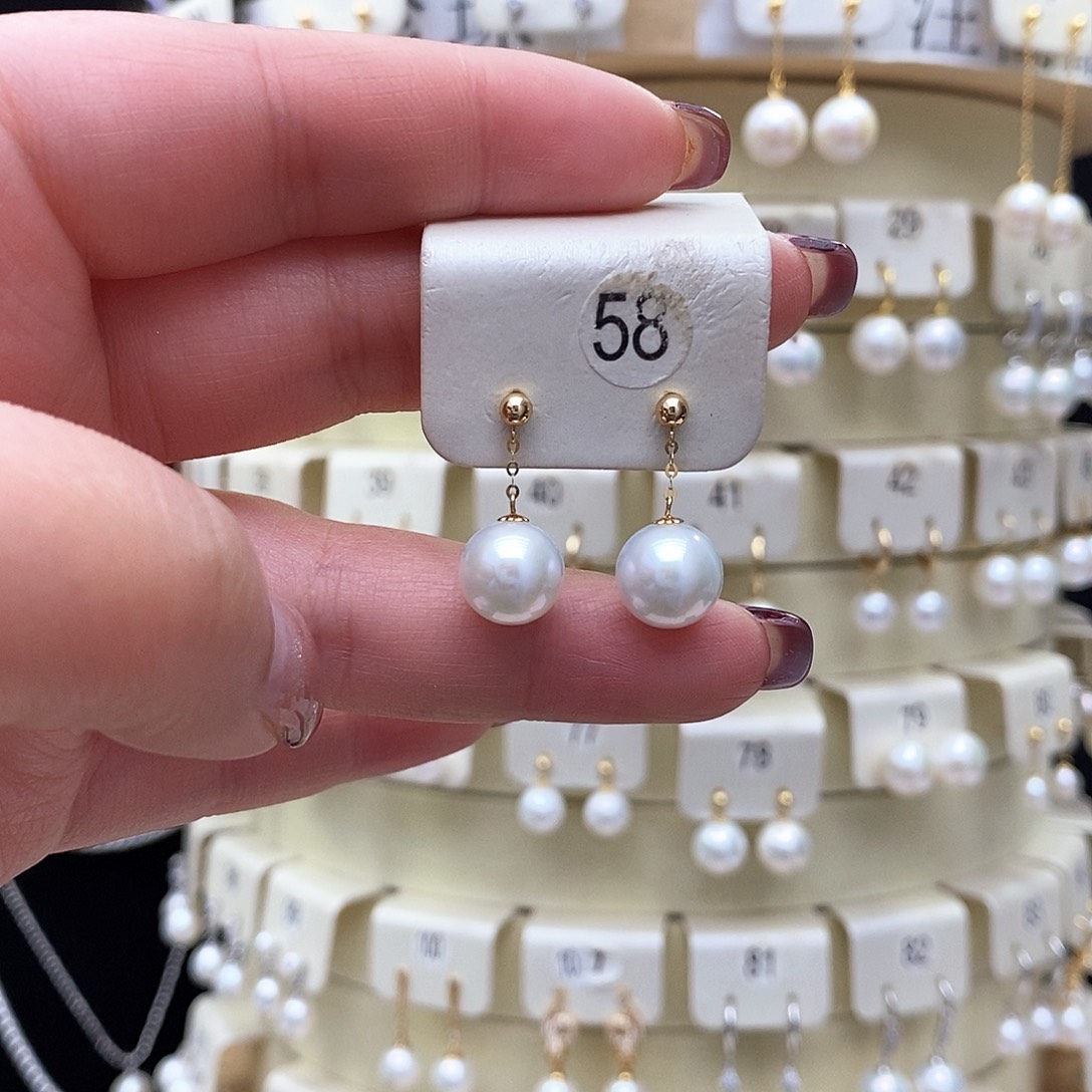 淡水珍珠耳饰18K金镶嵌