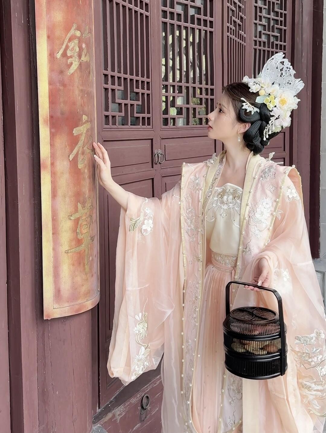 【瑶姬】宋制霞帔汉服女珍珠提花刺绣印染夏季百迭裙妆造馆温婉古装