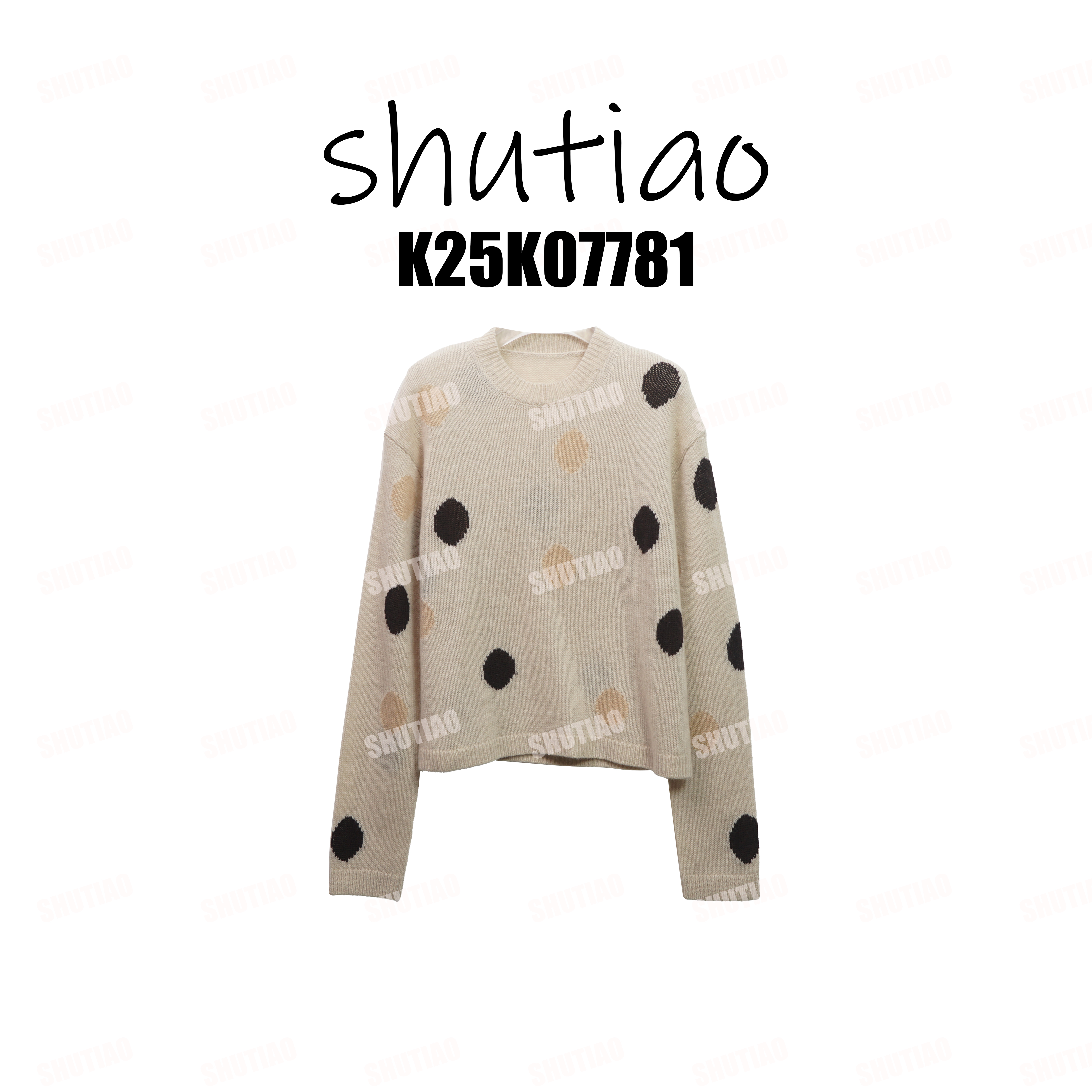 【SHUTIAO】2025冬季：康赛妮可机洗羊绒羊毛波点毛衣K25K07781