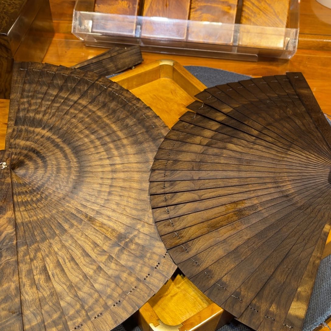 金丝楠阴沉木扇子x2 21cm