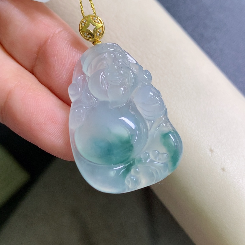 【闪购商品】翡翠颈饰18K金镶嵌财神