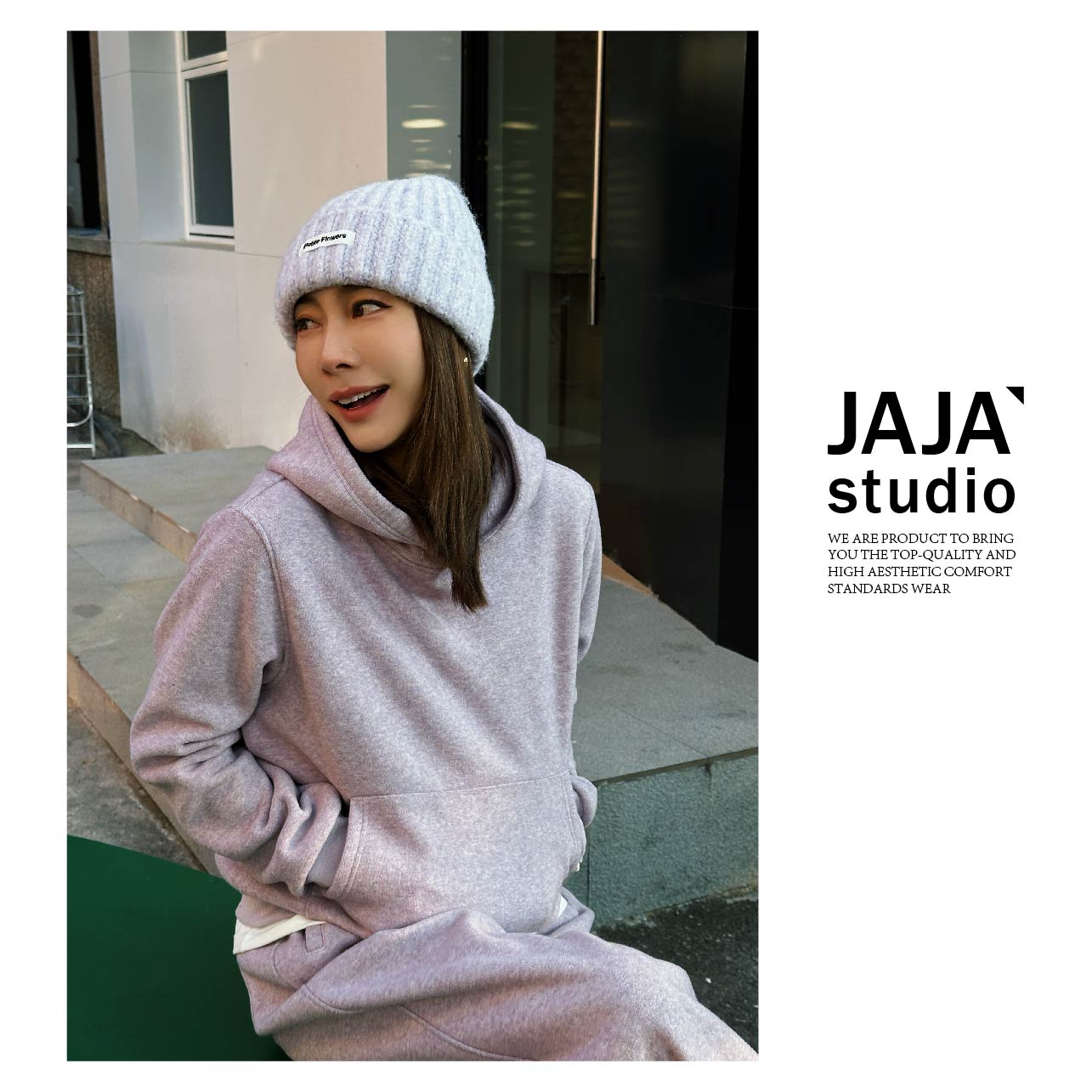 『佳一』‘韩女标配’~松弛感加绒加厚*口袋连帽卫衣