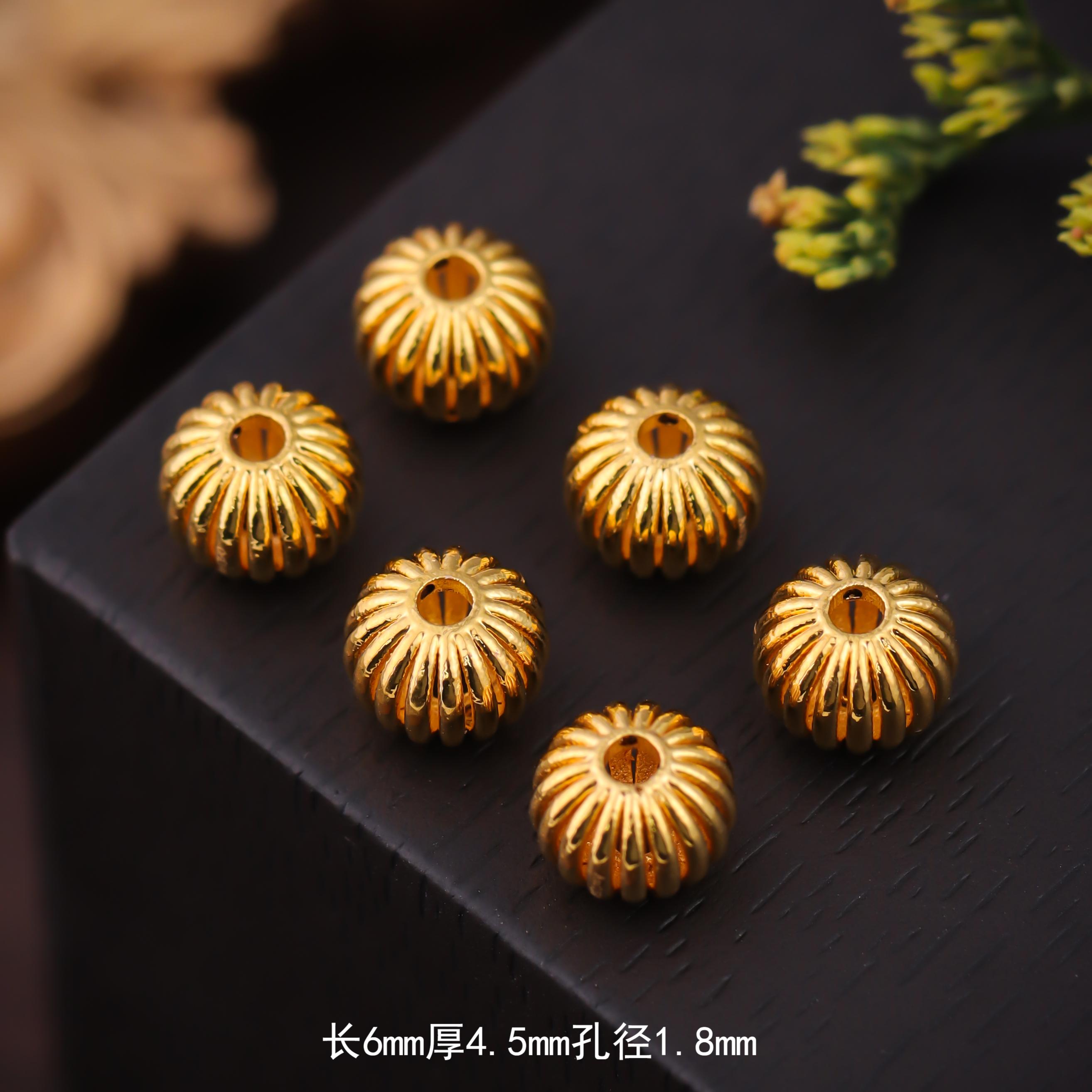 【亿金工厂】18k金素金重金版南瓜珠灯笼珠DIY编绳珠串配饰