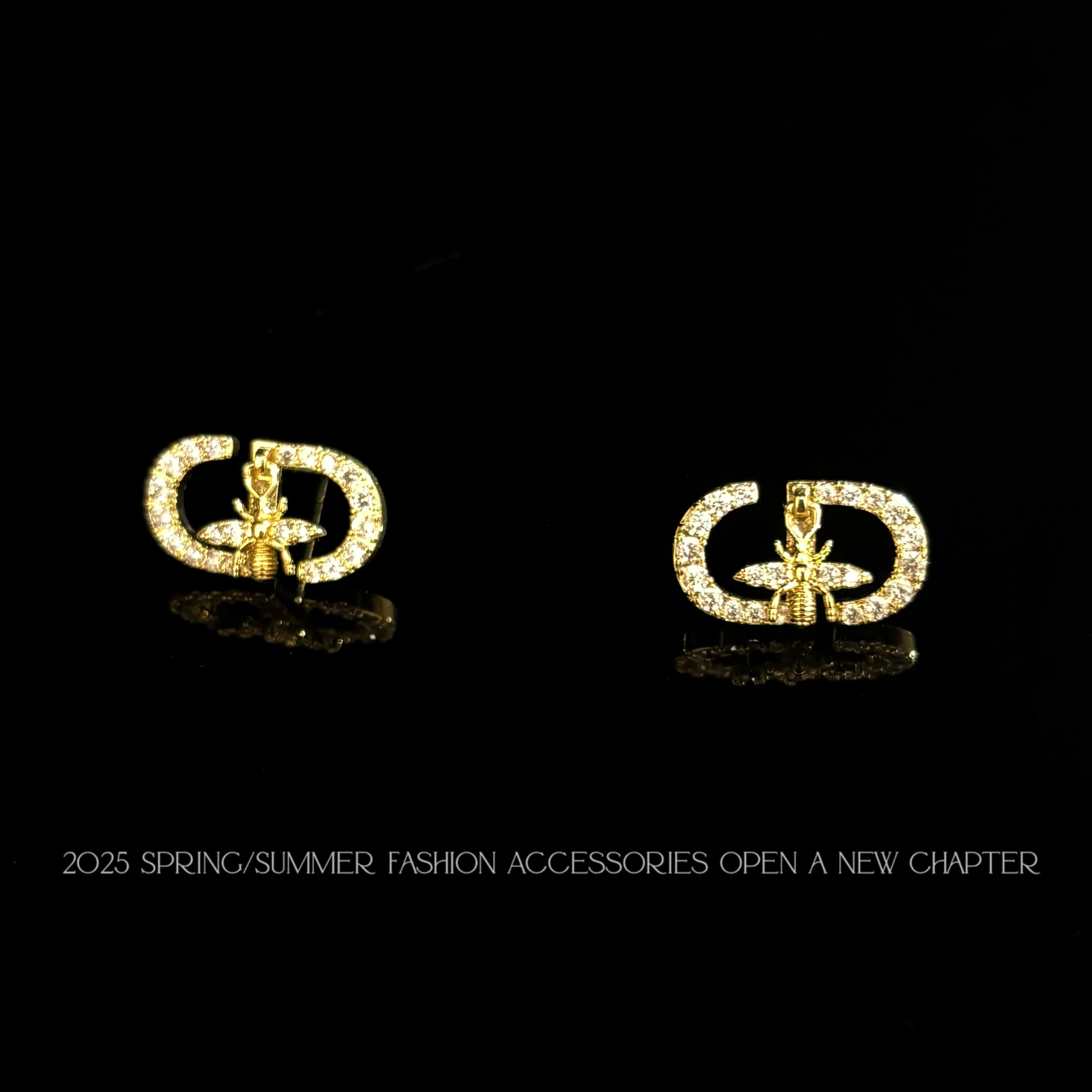 铜合金耳饰 镀K金 2025款C2426【时光蝶韵金】BOBAOLI 耳钉