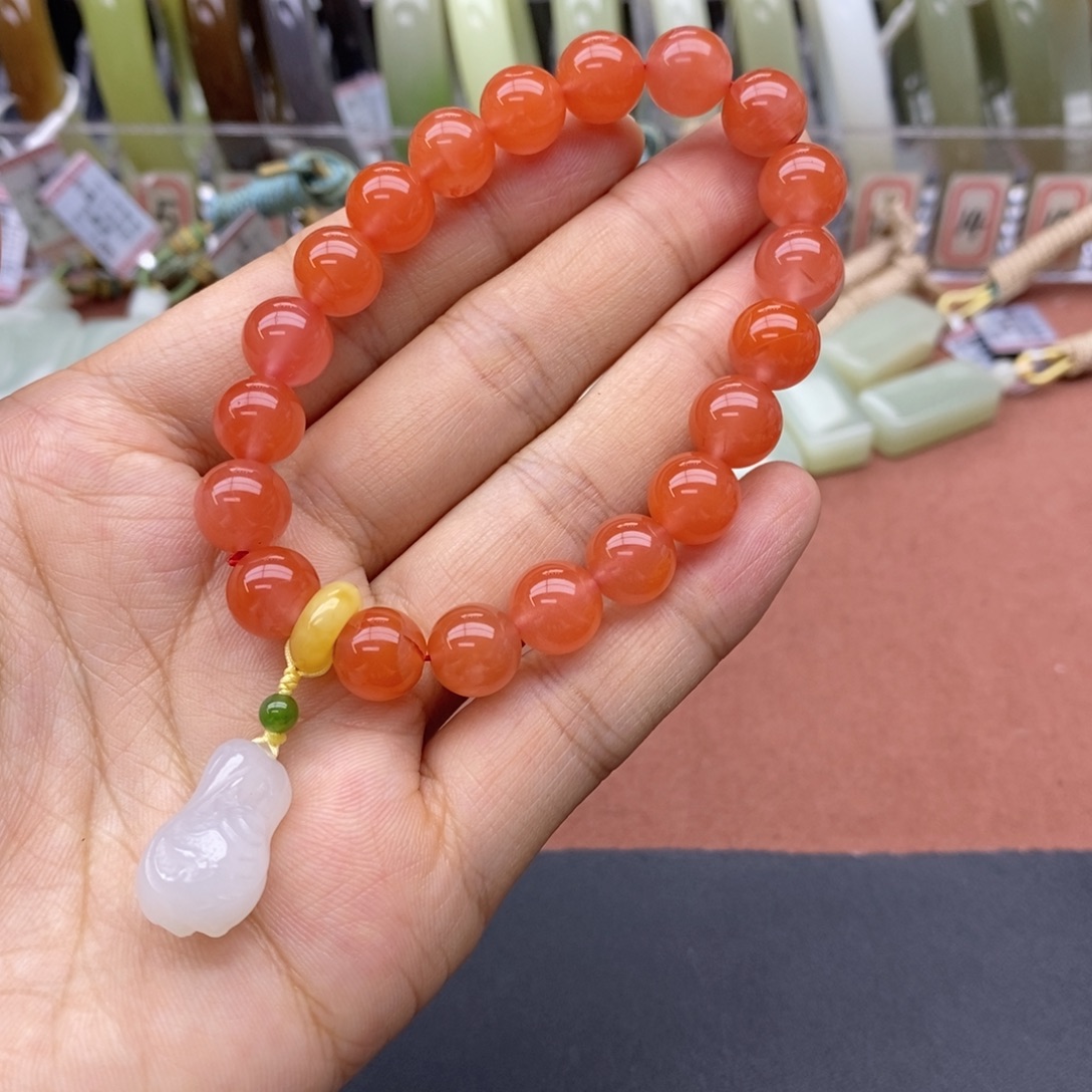 南红玛瑙未镶嵌手串卡9