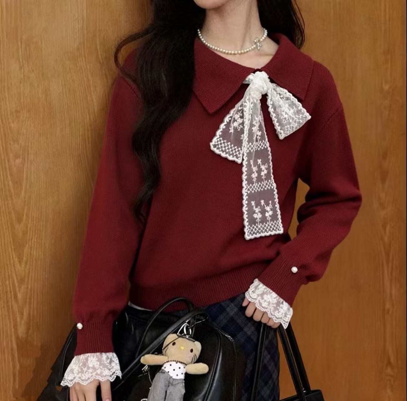 灰色套头针织毛衣女秋冬设计显瘦上衣2504