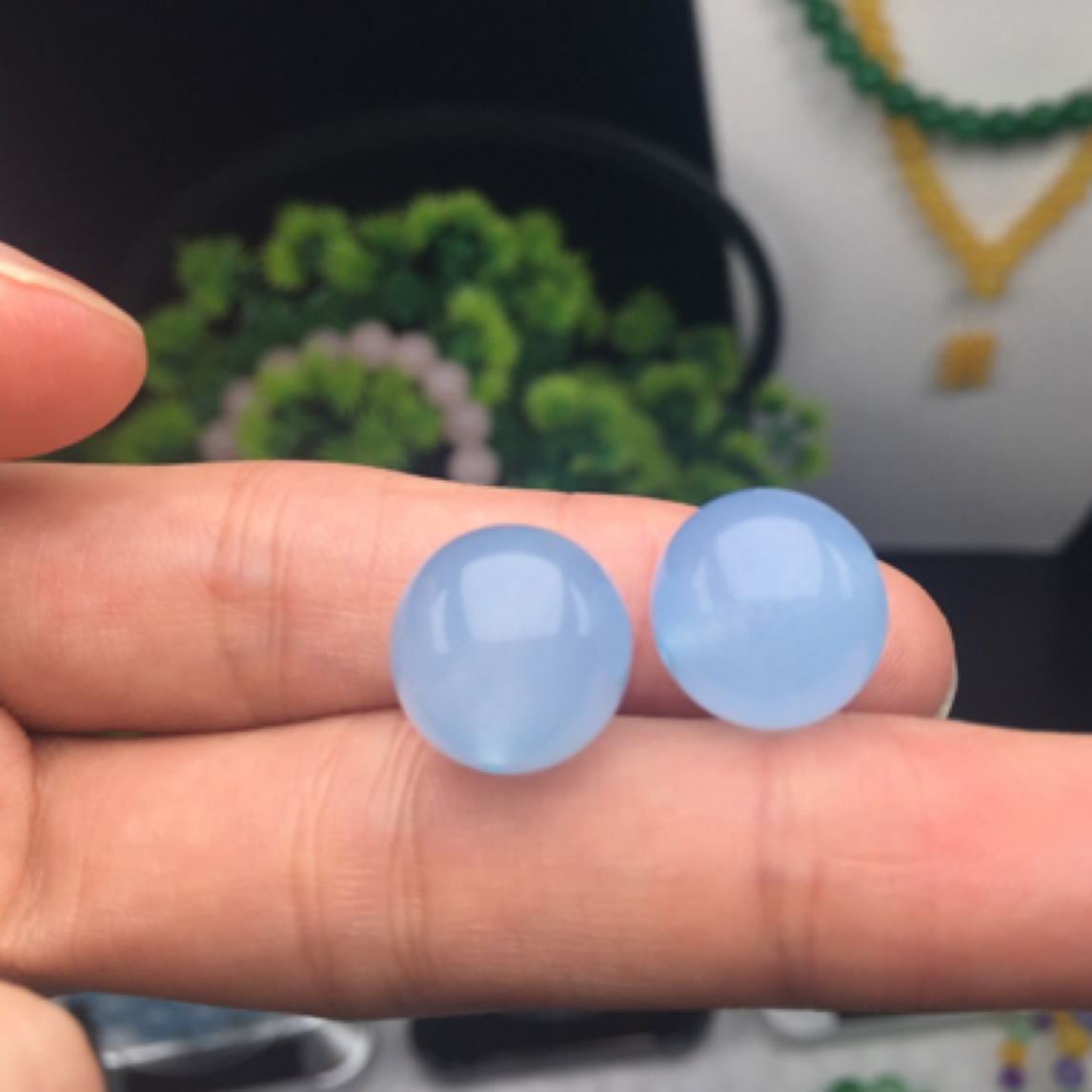 卡14+天空蓝缅A圆珠翡翠散珠(一颗)多样性发货:顺丰包邮