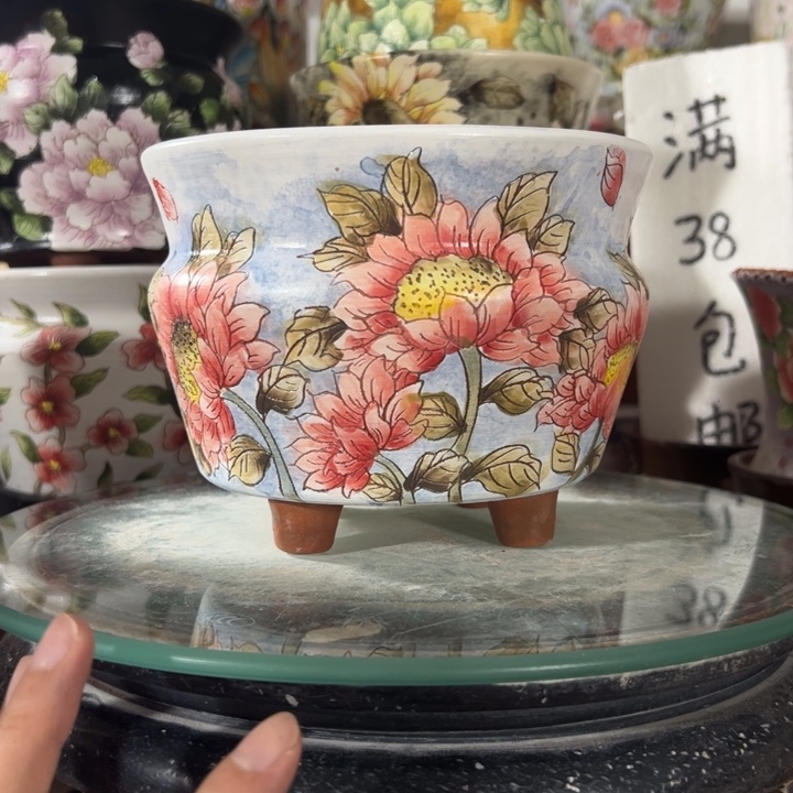 景德镇手绘花盆满38包邮偏远地区除外